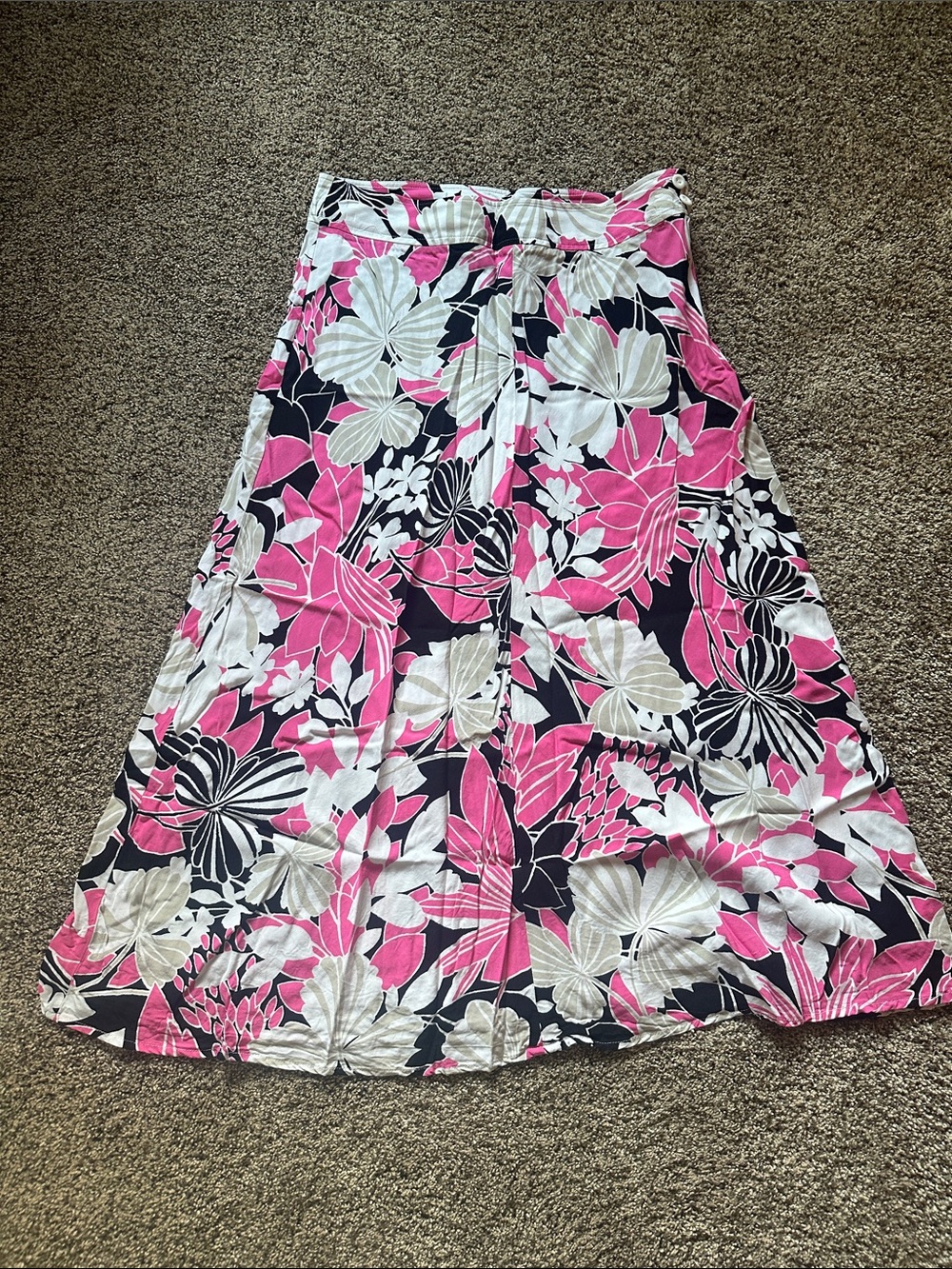 Christopher & Banks Floral Maxi Skirt in Pink, Black & White